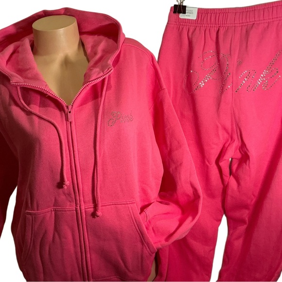 NEW VICTORIAS SECRET PINK LIMITED EDITION BLING HOODIE & SWEATPANTS 2PC SET - Picture 12 of 12